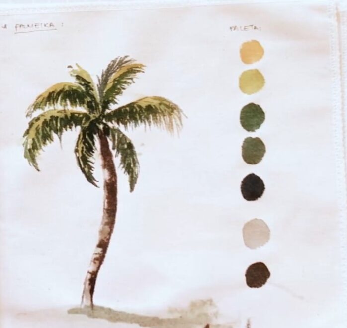 Módulo Árvores 3 palmeira coqueiro aquarela