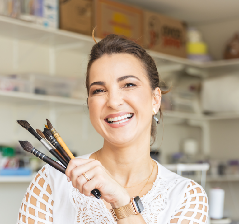 artista Diana Magalhaes aquarela em algodao pintura em tecido