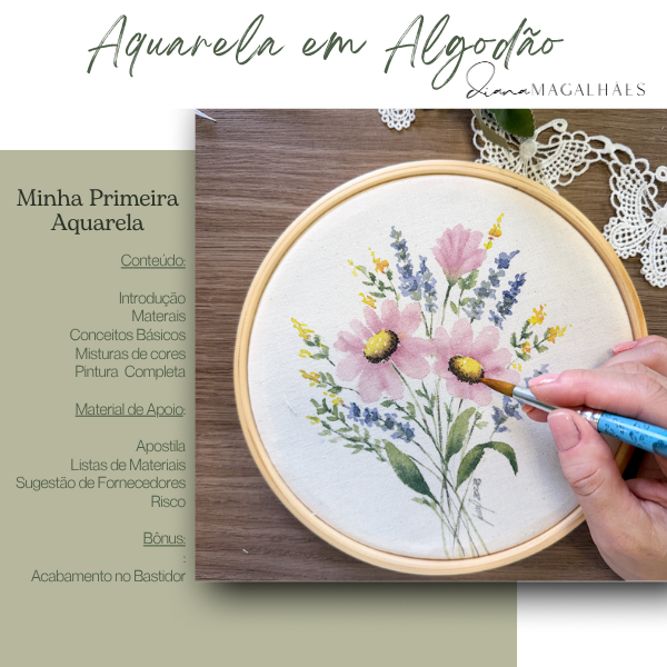 Começar 4 curso aquarela em algodao