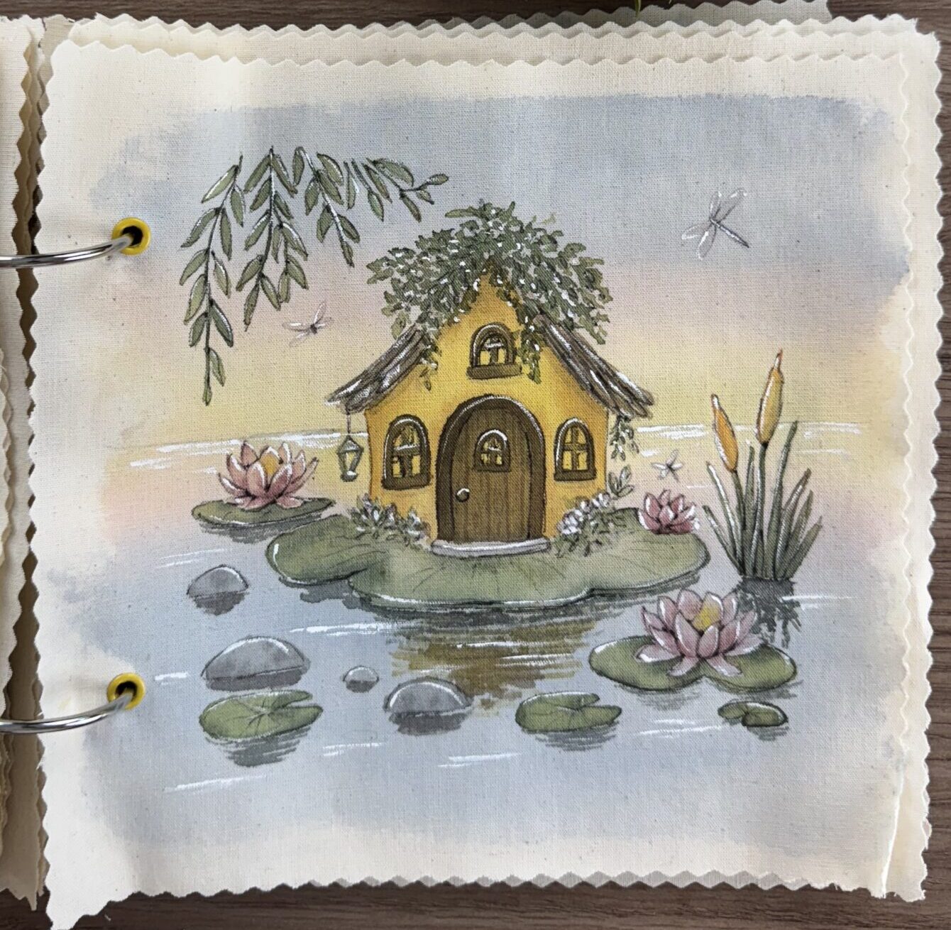 Videoaula Estacoes 4 pintura tecido casa lago