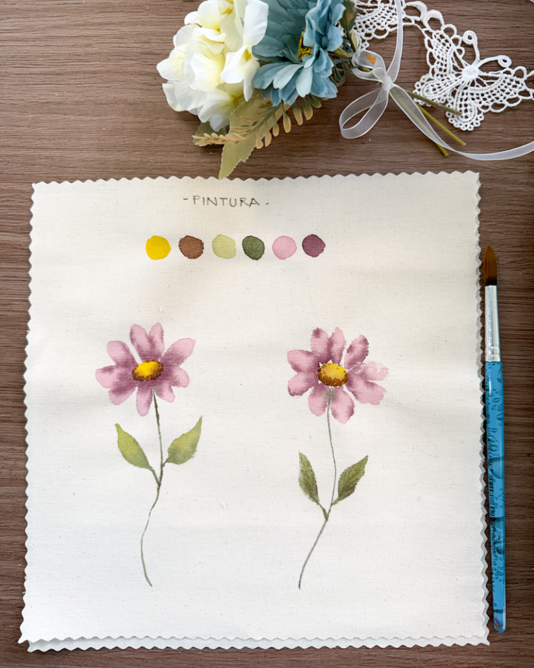 Aula Gratuita 5 aquarela em tecido flor