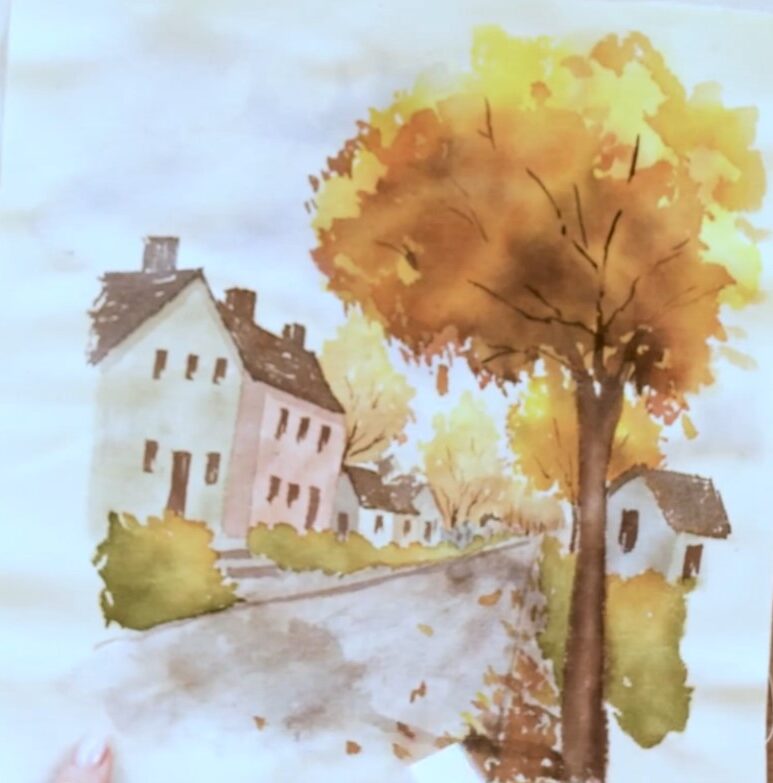 rua aquarela outono