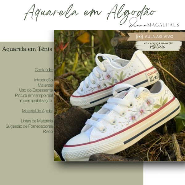 Comece aqui 21 aquarela em tenis de tecido