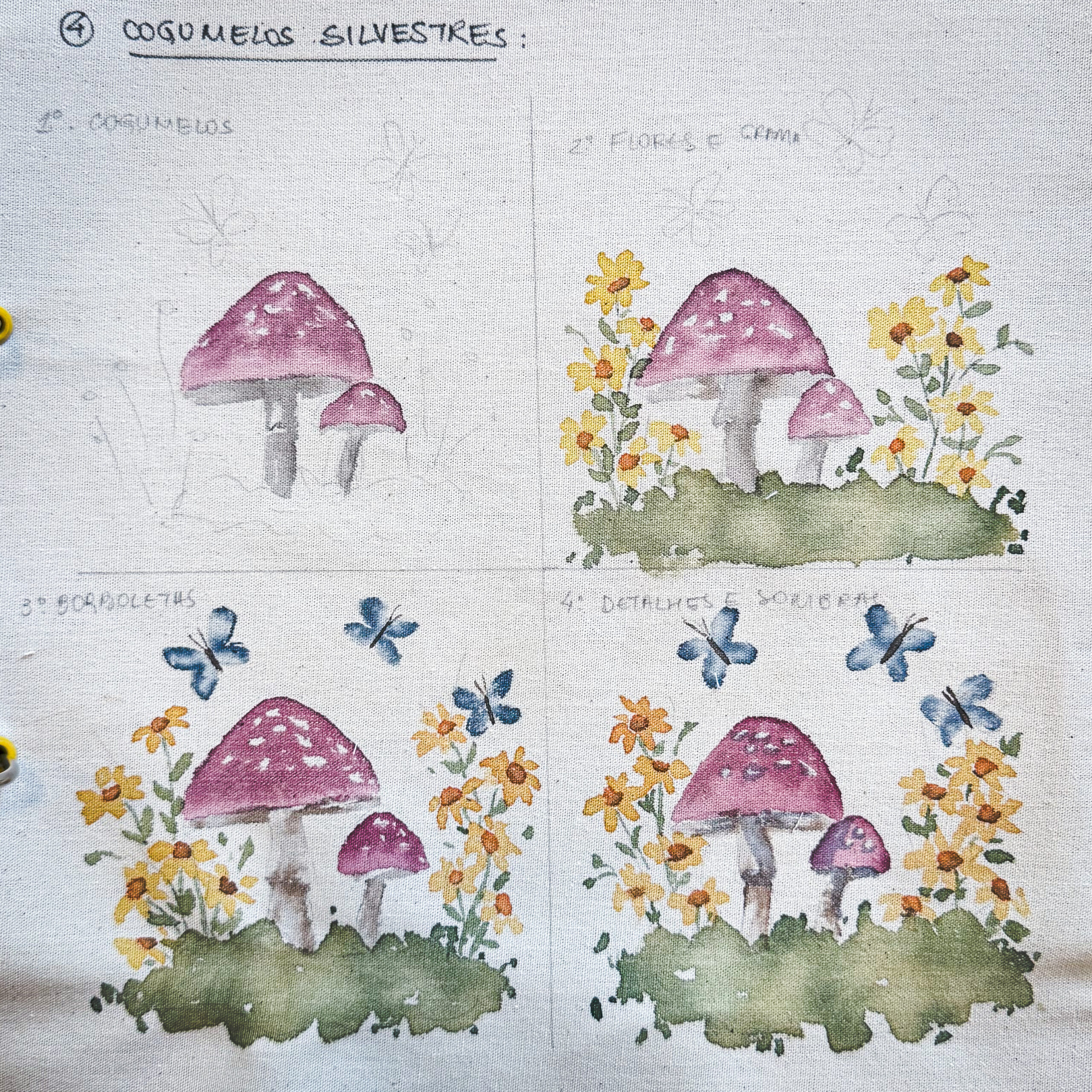 pintura cogumelos aquarel